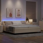 vidaXL Lit à ressorts avec matelas Crème 200 x 200 cm tissu