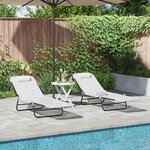 vidaXL Chaises longues pliantes 2 Pièces avec repose-tête crème Textilène