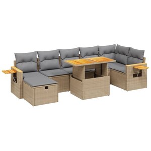 vidaXL Salon de jardin avec coussins 8 Pièces beige résine tressée