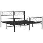 vidaXL Cadre de lit métal sans matelas avec pied de lit noir 135x190cm