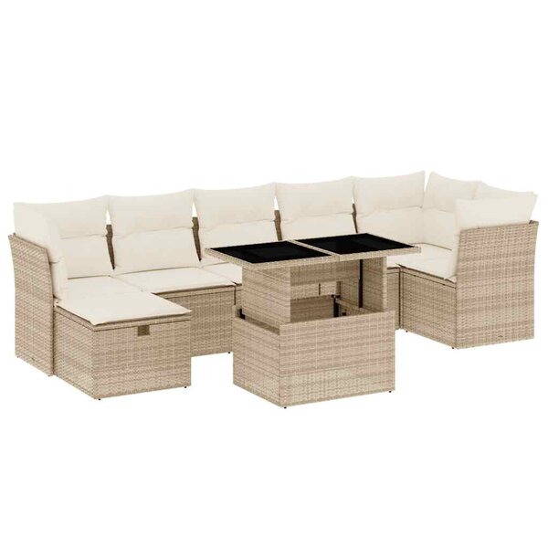 vidaXL Salon de jardin avec coussins 8 Pièces beige résine tressée