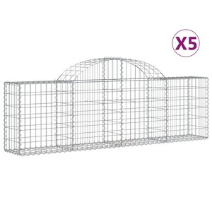 vidaXL Paniers à gabions arqués 5 Pièces 200x30x60/80 cm Fer galvanisé