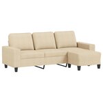 vidaXL Canapé à 3 places avec repose-pieds Crème 180 cm Tissu
