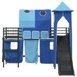 vidaXL Lit mezzanine pour enfants Noir et Bleu 74 5 x 190 cm Métал