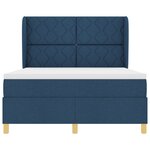 vidaXL Lit à ressorts avec matelas - Bleu - 140x200 cm - Tissu