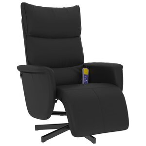 vidaXL Fauteuil inclinable de massage repose-pieds noir similicuir