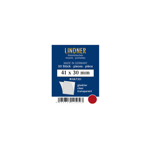 Pochettes simple soudure 41 x 30 mm pour timbres type Monaco voitures. Fond - Transparent