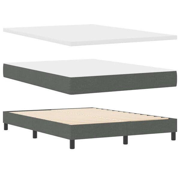 vidaXL Lit à ressort avec matelas gris foncé  140 x 200 cm  tissu