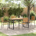 Ensemble de Salle à Manger de Jardin vidaXL 5 Pièces Gris Poly Rattan Acacia