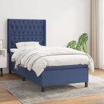 vidaXL Sommier à lattes de lit avec matelas Bleu 90x200 cm Tissu