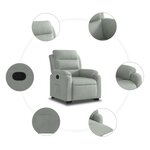 vidaXL Fauteuil inclinable Gris clair Velours