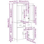 vidaXL Haut Armoire 2 Pièces Chêne noir Bois Aggloméré et Verre