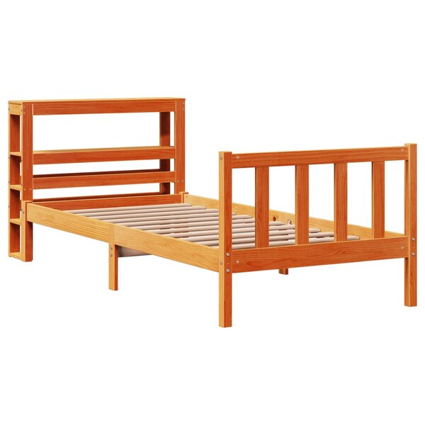 vidaXL Cadre de lit avec tête de lit cire marron 75x190 cm bois de pin