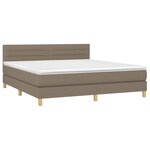 vidaXL Sommier à lattes de lit avec matelas LED Taupe 180x200 cm Tissu