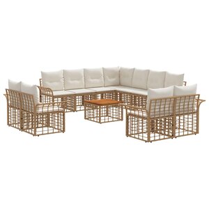 vidaXL Ensemble de canapés d'extérieur 12 Pièces Blanc Naturel et Crème