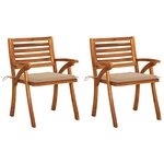 vidaXL Chaises à manger de jardin avec coussins lot de 2 Acacia massif
