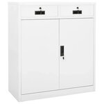 Armoire de bureau rangement durable avec 2 étagères réglables 90 x 40 x 102 cm en acier blanc 02_0046907