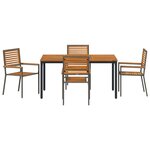 Ensemble de Salle à Manger de Jardin 5 Pièces en Poly Rattan Gris Acacia vidaXL