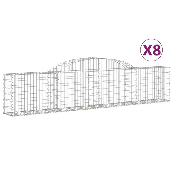 vidaXL Paniers à gabions arqués 8 Pièces 300x30x60/80 cm Fer galvanisé