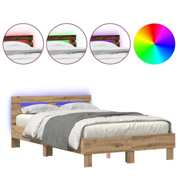 vidaXL Cadre de lit chêne artisanal 120 x 190 cm Bois d'ingénierie