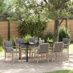 vidaXL Ensemble de salle à manger de jardin de 7 pièces avec coussins en poly rotin beige