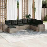 vidaXL Salon de jardin 8 Pièces avec coussins gris clair résine tressée
