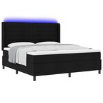 vidaXL Lit à ressort LED avec matelas Noir 180 x 200 cm tissu