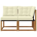 vidaXL Canapé d’extérieur milieu et coin avec coussin 2 Pièce Naturel