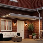 vidaXL Cadre de store manuel avec LEDs Blanc 5 x 3 m Aluminium