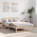 vidaXL Cadre de lit avec tête de lit Naturel 120 x 200 cm Pin massif