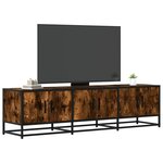 vidaXL Meuble TV chêne fumé 150x35x41 cm bois d'ingénierie et métal