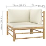 vidaXL Salon de jardin 6 Pièces avec coussins blanc crème bambou