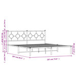 vidaXL Cadre de lit métal sans matelas et tête de lit noir 180x200 cm