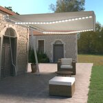 vidaXL Auvent manuel rétractable avec LED 500x350 cm Crème
