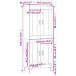 vidaXL Buffet haut Sonoma gris 69 5x34x180 cm Bois d'ingénierie