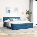 vidaXL Cadre de lit ottoman avec matelas bleu foncé 200x200 cm velours