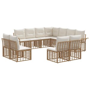 vidaXL Ensemble de canapés d'extérieur 11 Pièces Blanc Naturel et Crème