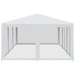vidaXL Tente de fête avec 10parois latérales en maille blanc 6x4m PEHD