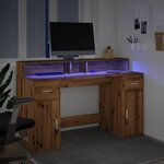 vidaXL Bureau avec lumières LED chêne artisanal bois d'ingénierie