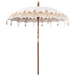 vidaXL Parasol balinais Crème (210-220) x 260 cm Coton et bois massif