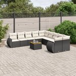 vidaXL Salon de jardin 11 Pièces avec coussins noir résine tressée