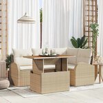 vidaXL Ensemble de canapé de jardin avec coussin 5 Pièces beige et crème