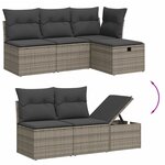 vidaXL Salon de jardin 6 Pièces avec coussins gris résine tressée