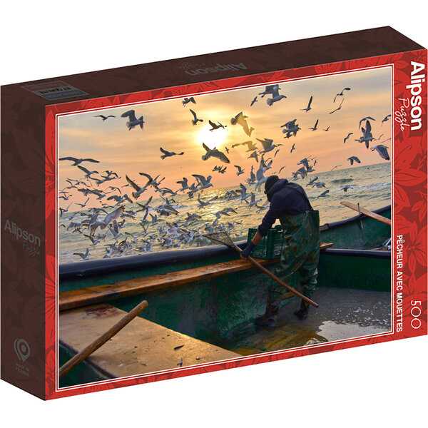 Puzzle 500 Pièces Pêcheur avec mouettes