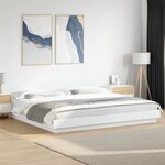 vidaXL Cadre de lit avec lumières LED blanc 200x200 cm bois ingénierie