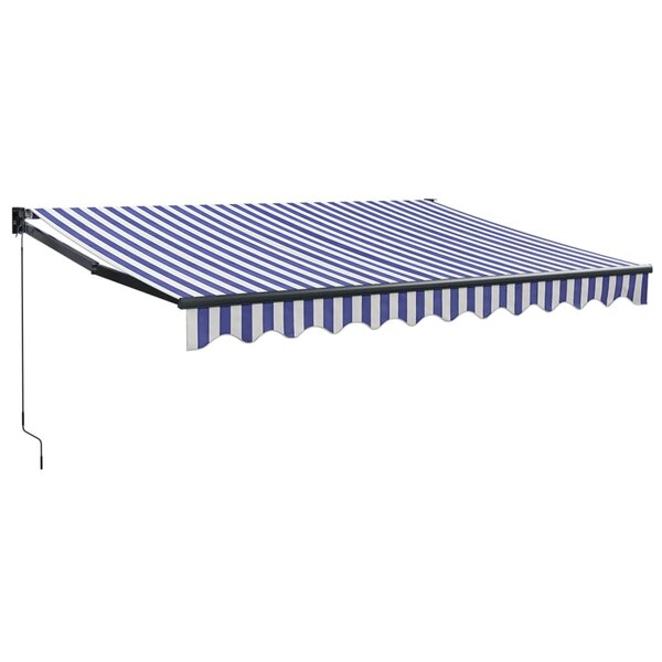 vidaXL Auvent rétractable bleu et blanc 3 5x2 5 m tissu et aluminium