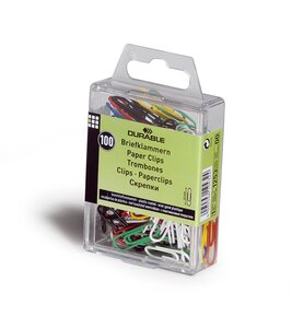 Boite de 100 Trombones 26 mm Gainés Plastique Couleur DURABLE