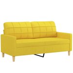 vidaXL Canapé 2 places avec oreillers jaune clair 140 cm tissu