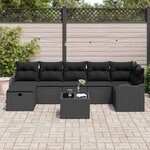 vidaXL Ensemble de canapé de jardin avec coussin 8 Pièces Noir Poly rotin