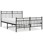 vidaXL Cadre de lit métal avec tête de lit/pied de lit noir 140x190 cm